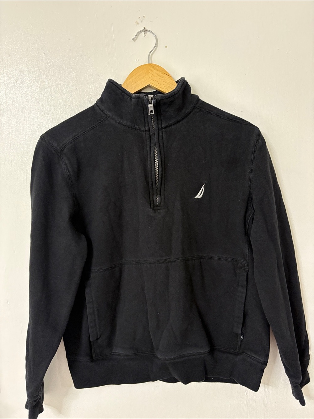 Nautica Men's Black Half-Zip Pullover with Sail Logo